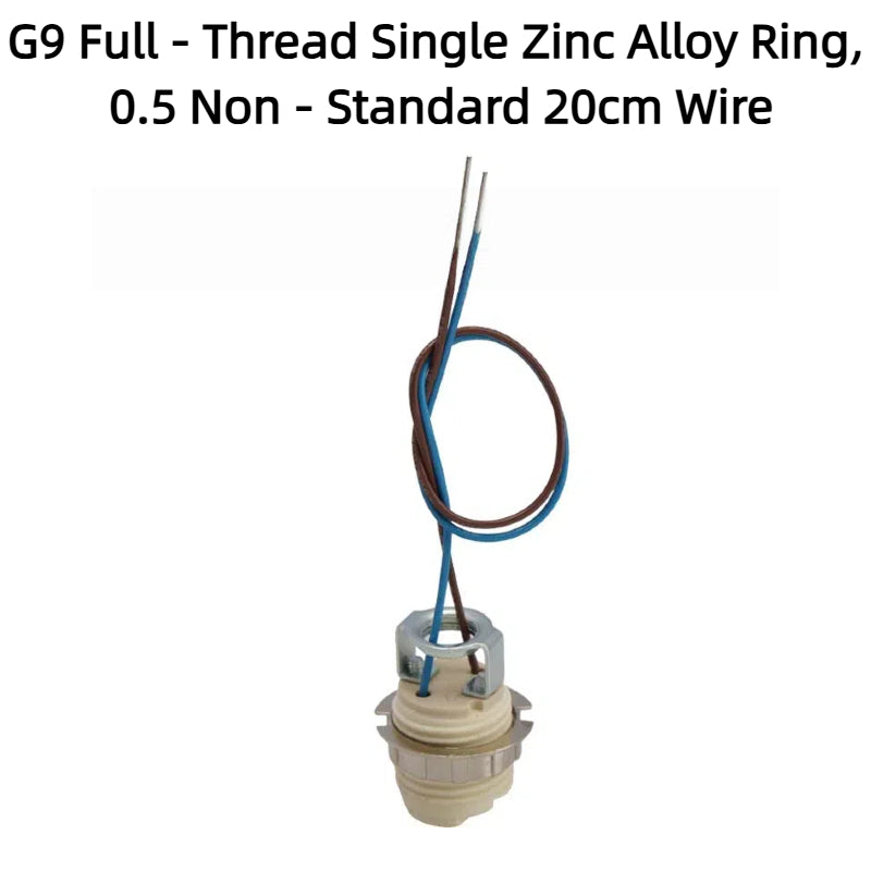 Kiven G9 Full-Thread Smooth Ceramic Lamp Holder with Wire for Chandeliers & Crystal Lights, Aging-Tested, LED Lighting Accessory