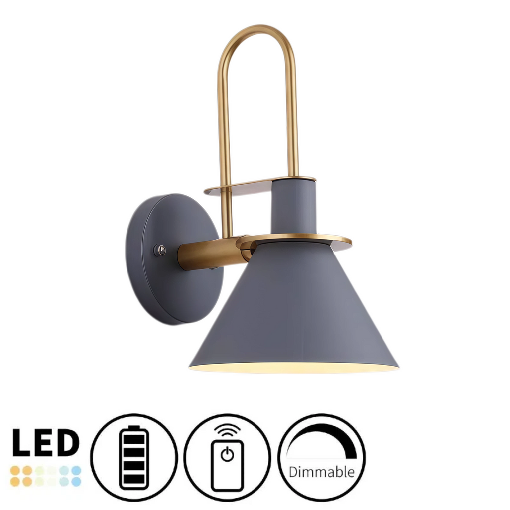 Battery Wireless Gooseneck Stem Black/White Wall Sconce Remote Dimmable