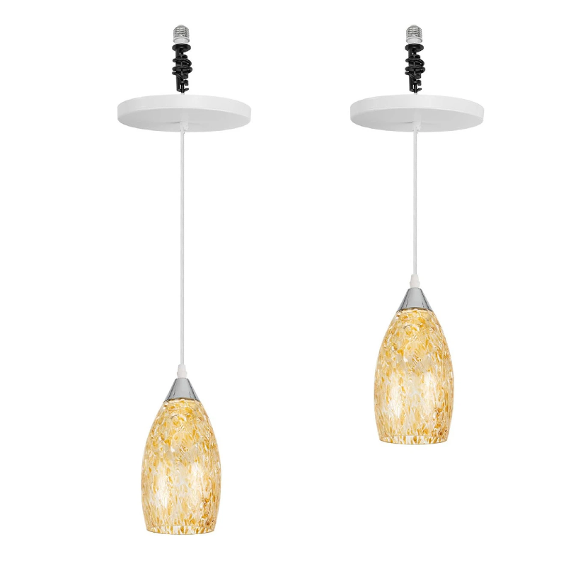 Kiven Instant Light Conversion Kit for 4/5/6inch Hole, 2 Pack Art Glass Farmhouse Lighting Recessed Can Light Conversion Kit to Pendant with E26 Screw-in Adapter for Kitchen Living Hallway DZ0506
