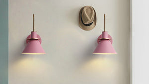 Battery Wireless Gooseneck Stem Pink/Yellow Wall Sconce Remote Dimmable