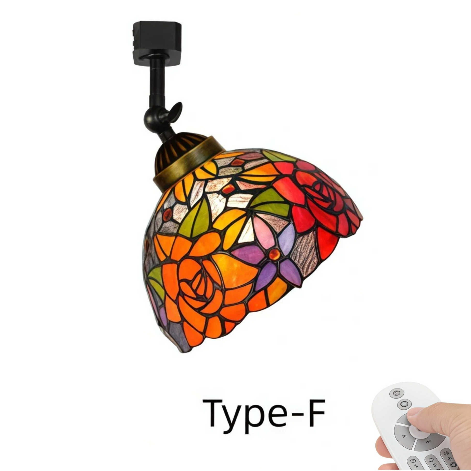 Kiven Dimmable H-Type Track Head Lighting Adjustable Angle Tiffany Ceiling Light Colorful Dragonfly Glass Shade Handmade Track Light Fixture for Gallery Mirror Front(No Track)