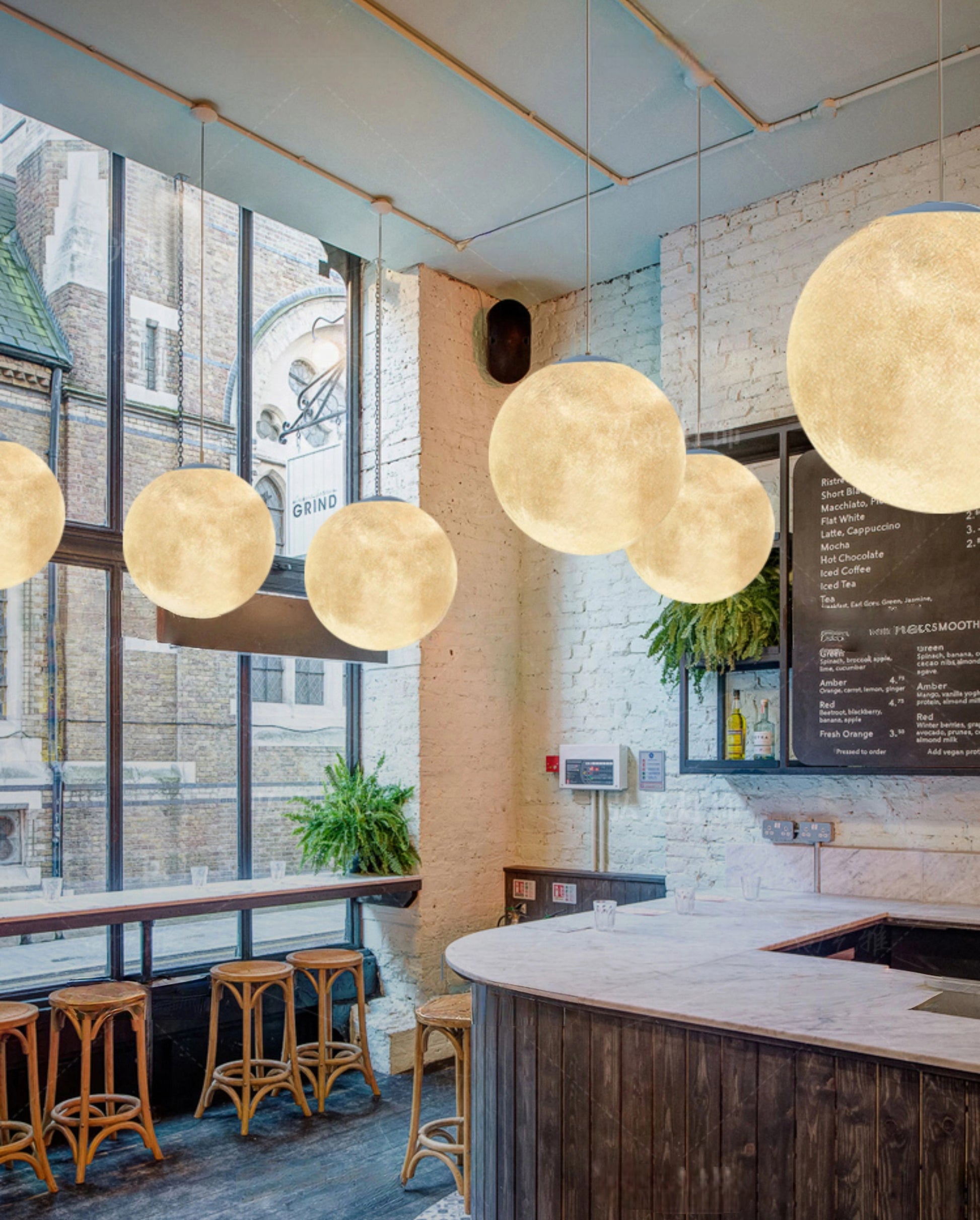Kiven Nordic Style H & J Track Lunar Pendant Lights for Creative Display Windows, Dining Rooms, and Bars - Ideal for Fashion Stores and Commercial Use (Indoor Lighting)
