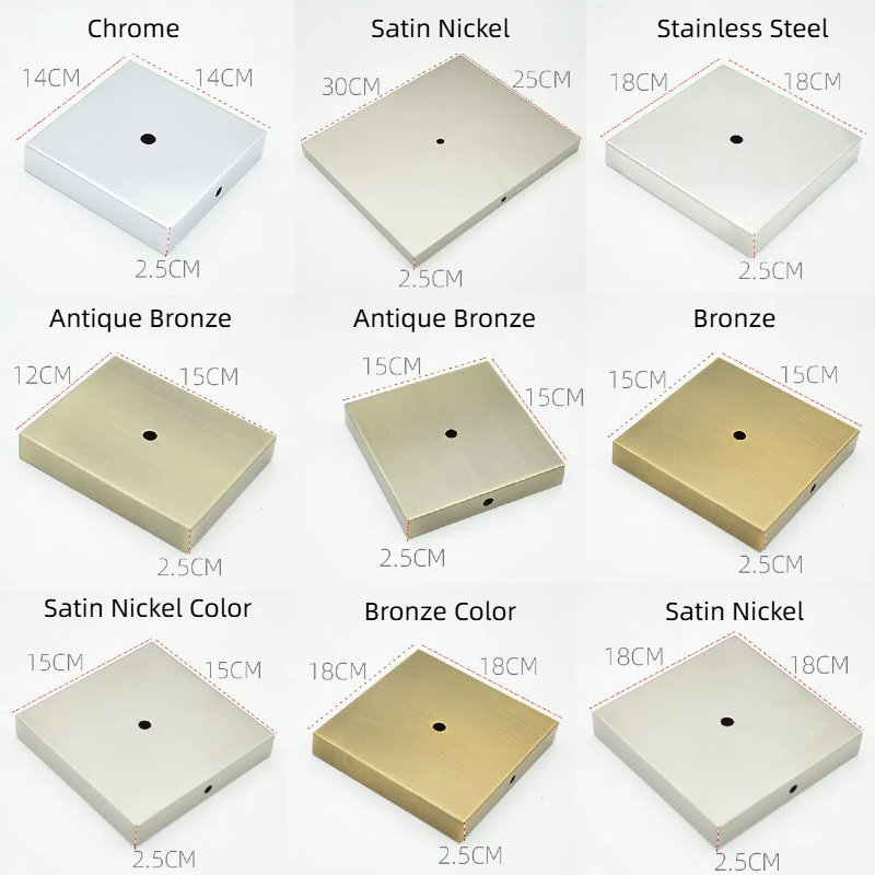Square Base for Table Lamps: Stainless Steel Thick - Gauge, Alloy with Chrome Plating – Ceramic Lighting Accessories & Ornaments