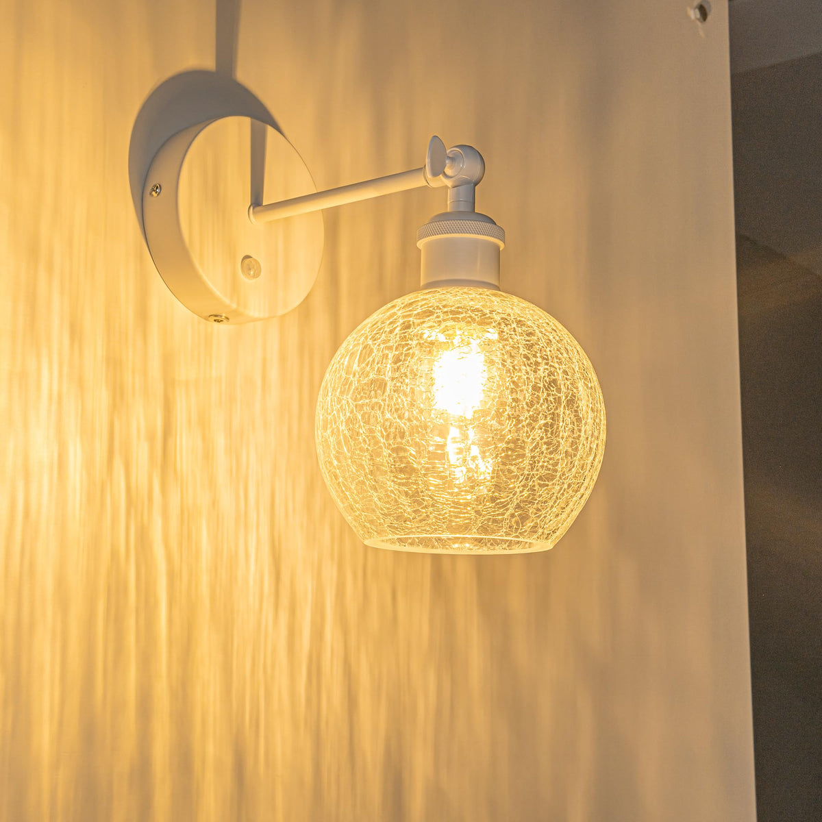 Rechargeable Crackle Glass Wall Sconce - Wireless Motion Sensor Wall Light with E26 LED Bulb
