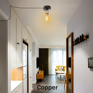 Copper motion sensor ceiling light, industrial design, plug-in for hallways. Auto on/off function with adjustable delay time.