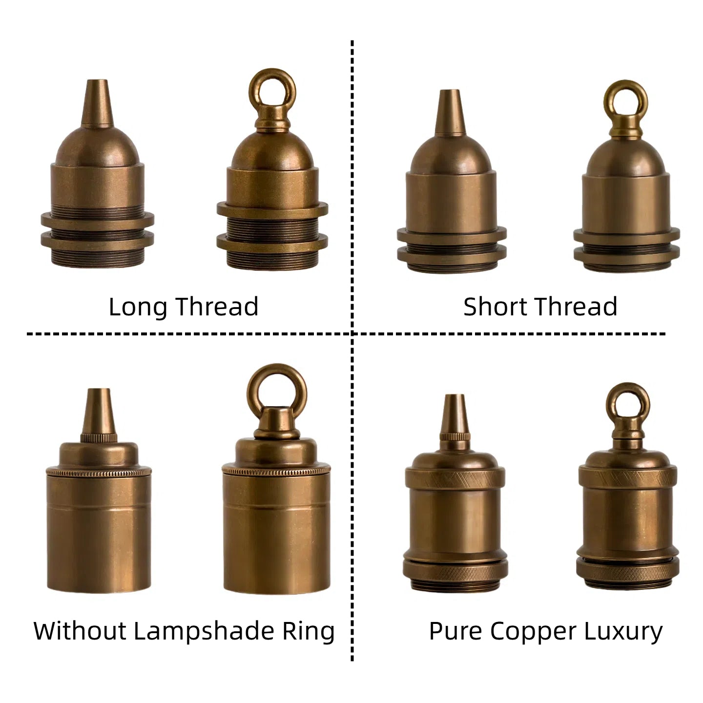E26 Brass Light Socket Vintage Industrial Lamp Holder for DIY Lighting Projects Standard screw-in socket 2 Pack