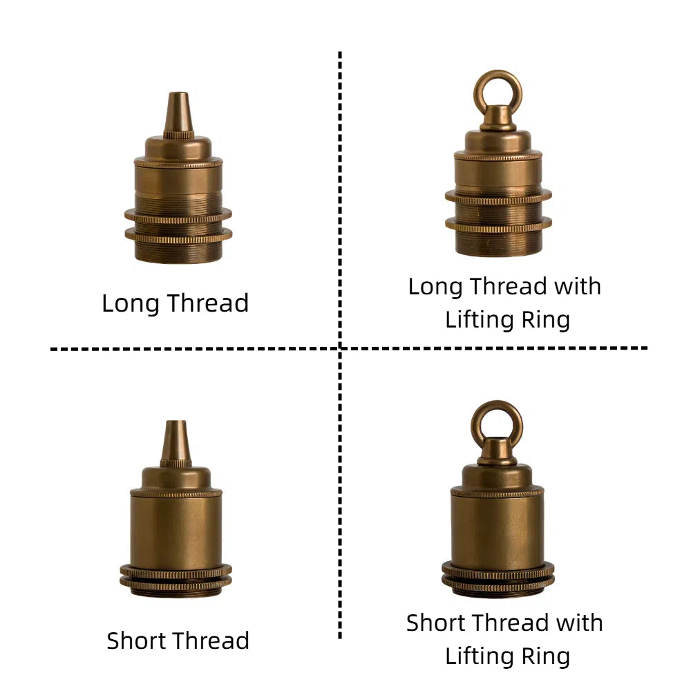 2 Pack E26 lamp holder socket adapter Brass Retro Vintage DIY Lighting Decorative Standard screw-in socket Insert Light Bulb
