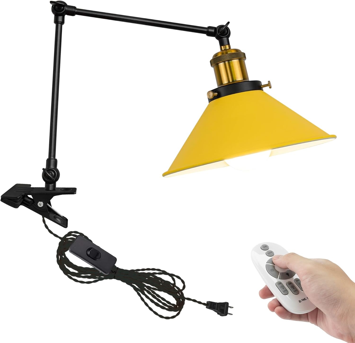 Kiven Plug-in Modern Clip-on Desk Lamp, 1-Light Nightstand Lamp with Flexible Arm, 8.2FT Plug in Cord, Decorative Clamp Lamp for Office Home Bookshelf Bedside Green Finish
