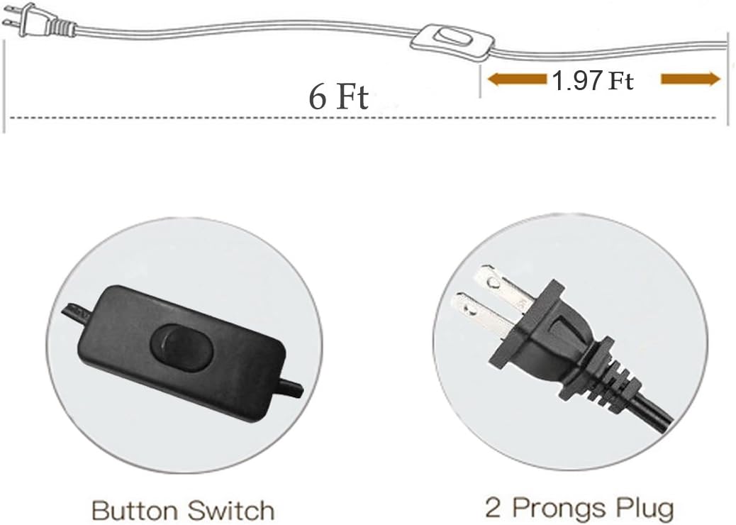 Kiven Plug-in Vintage Wall lamp Metal Sconce with in-Line Button Switch Cord(6 FT),Bulb Included