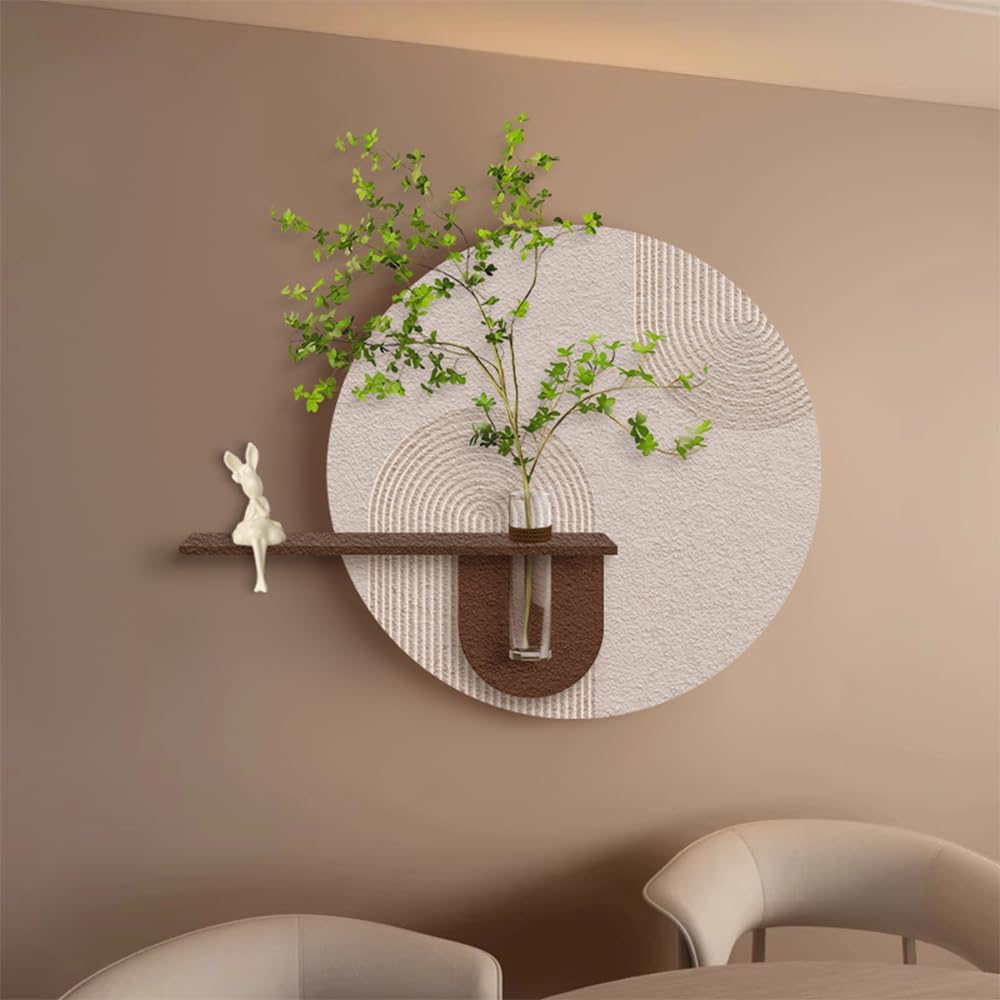 Kiven Wall-Mounted Adjustable Warm Light with 4.9ft Plug-in Cord – Modern Decorative Wall Art & Vase Set for Home Décor Restaurant (Excludes Plants & Rabbit Figurines)