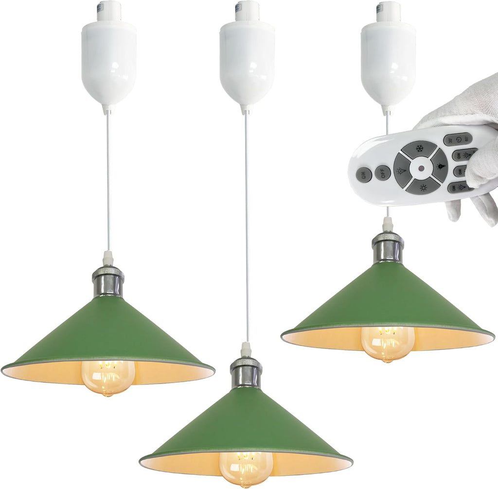 Dimmable H-Track Mount Pendant Light Adjustable Height Industrial Style Black Metal Instant on Auto Retract Track Mount Pendant Light Decorate for Kitchen Island Customizable (No bulbs & Track System)