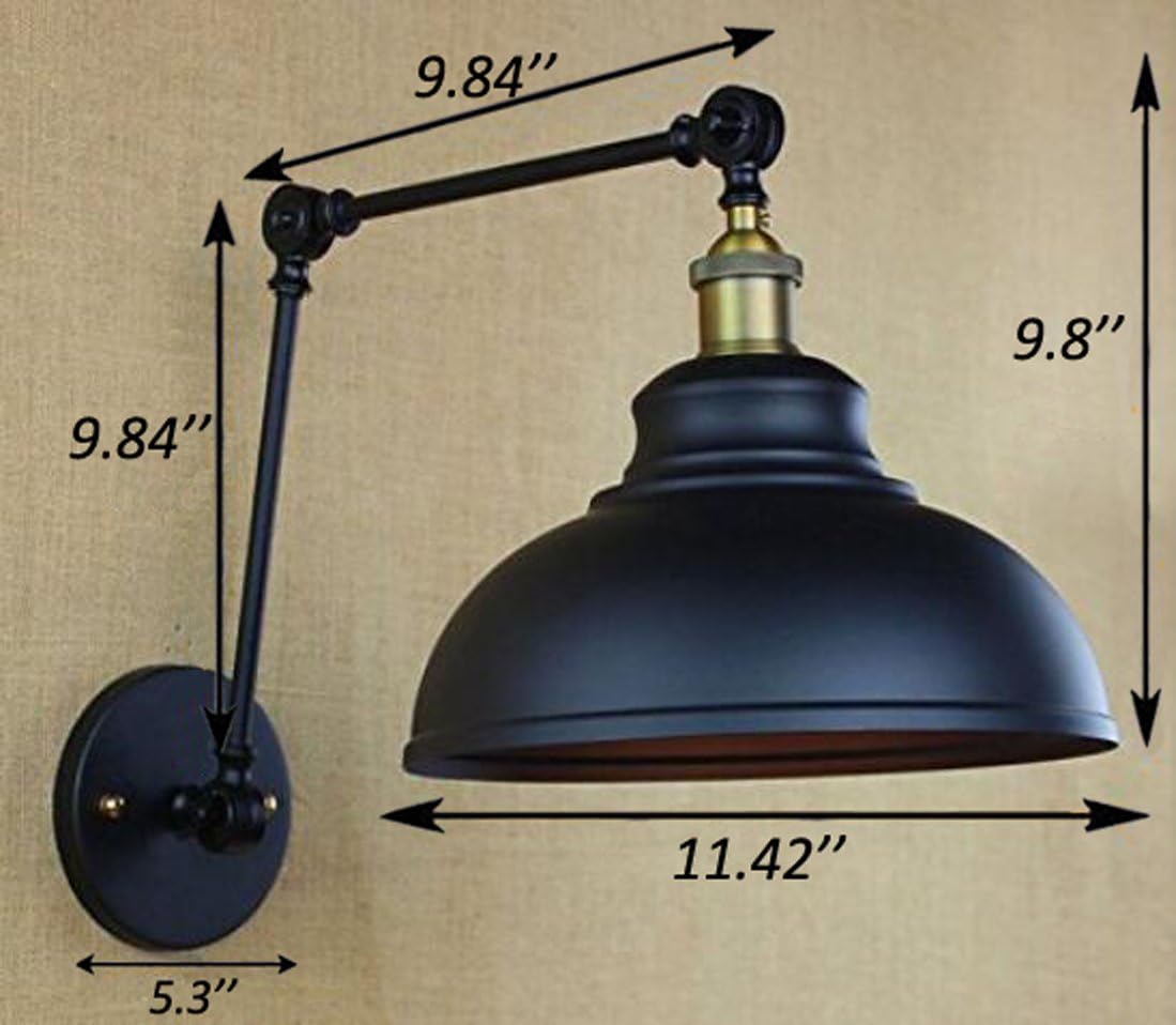 Kiven Plug-in Vintage Wall lamp Metal Sconce with in-Line Button Switch Cord(6 FT),Bulb Included