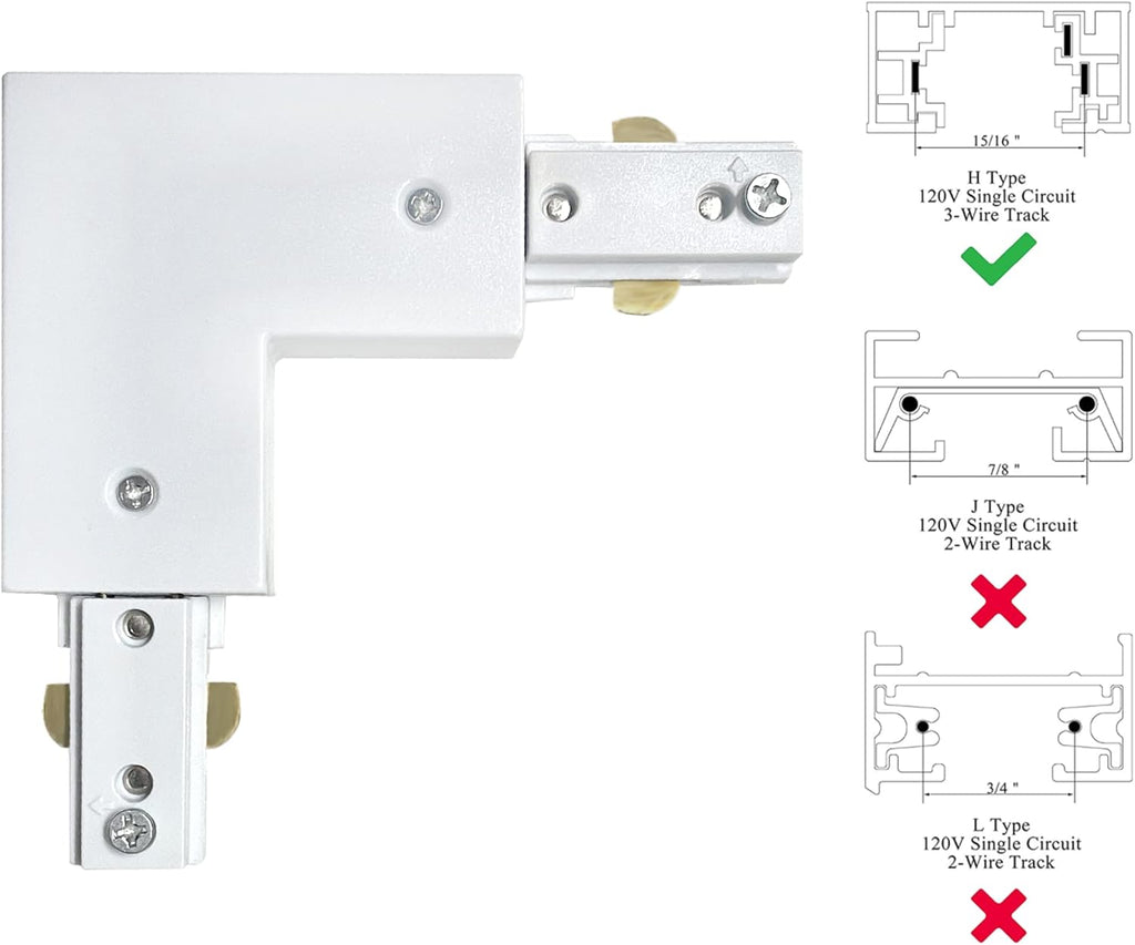 H Track Lighting Live End Cord Kit, 1PCS 4.9FT Track Live End Connector with Cord Plug for H Type Single Circuit 3-Wire-1 Track Lighting System, White