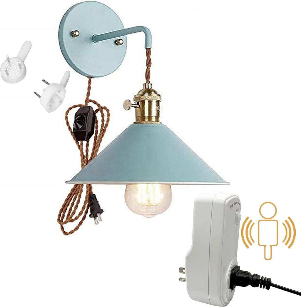 Kiven Wall Sconce Green Macaron Lighting Fixture with Plug-in Cord(5.9FT),Dimmable and Timed Wall lamp for Bedroom Bathroom-1 Pack