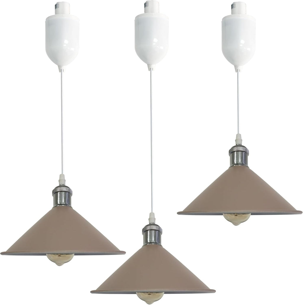 Adjustable Height H Track Mount Pendant Light Industrial Style Black Metal Instant on Auto Retract Track Mount Pendant Light Decorate for Kitchen Island Customizable (No bulbs & Track System)