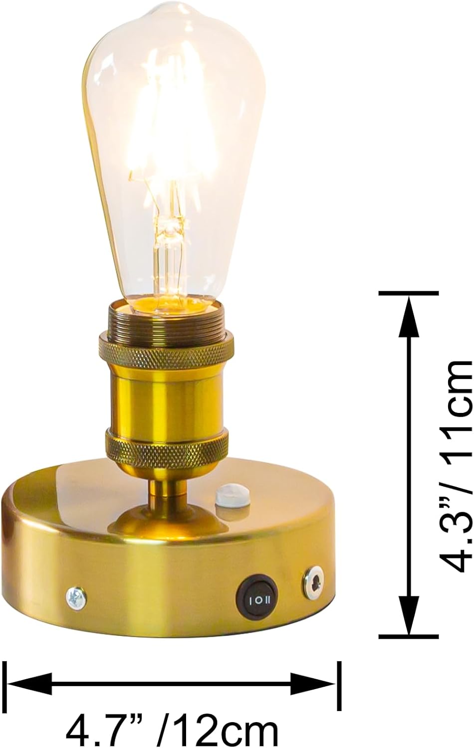 Kiven Operated Motion Sensor Table Lamp, Auto ON/Off Battery Operated Nightstand Lamp, Rechargeable 2700K/Warm White LED Bedside Lamp for Restaurant Bedroom Bars Kitchen Shelf Home Decor Gold