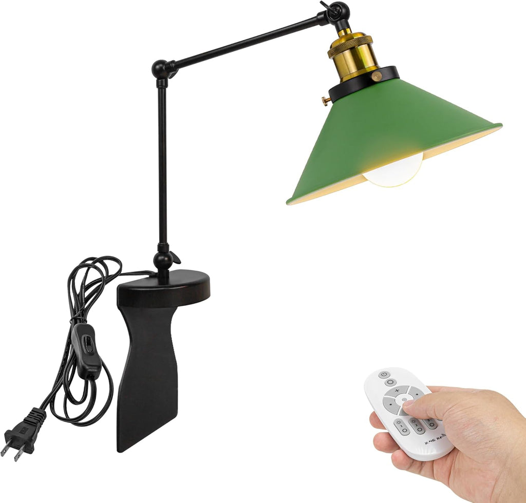 Kiven Headboard Reading Light, Dimmable LED Book Reading Lamp, Modern Nightstand Lamp with Adjustable Swing Arm, 8.2ft Cord, Remote Control for Reading Bedside Side Table Desk, Black
