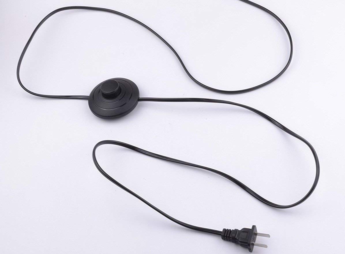 Black 5.9ft On/Off Foot Pedal Switch Cord for Kiven Lighting 5W LED Barrel Spotlights, convenient accent lighting control.