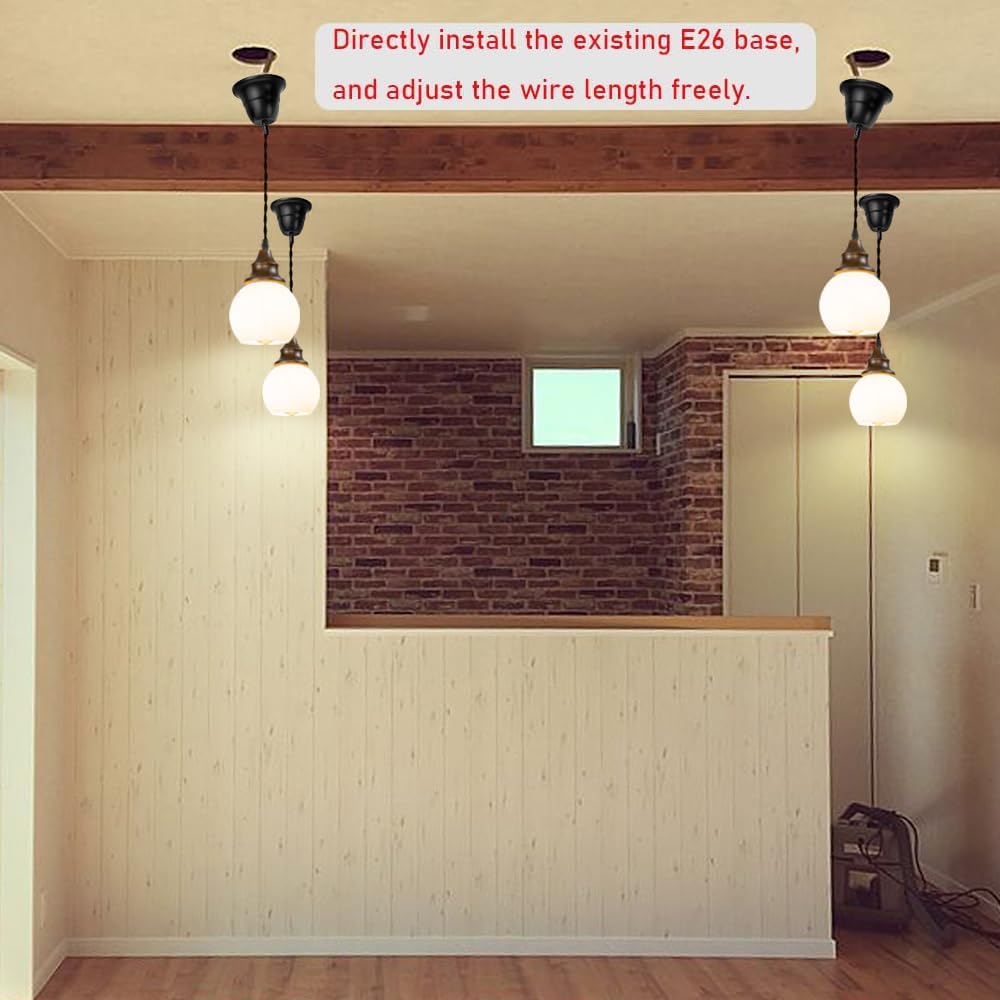 3.2ft Adjustable Cord E26 Connection Replacement Hanging Light Walnut Base White Glass Ball Shade Minimalist Pendant for Farmhouse Home Store(No Bulb)