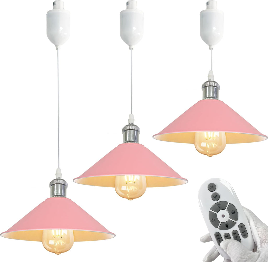 Dimmable H-Track Mount Pendant Light Adjustable Height Industrial Style Black Metal Instant on Auto Retract Track Mount Pendant Light Decorate for Kitchen Island Customizable (No bulbs & Track System)