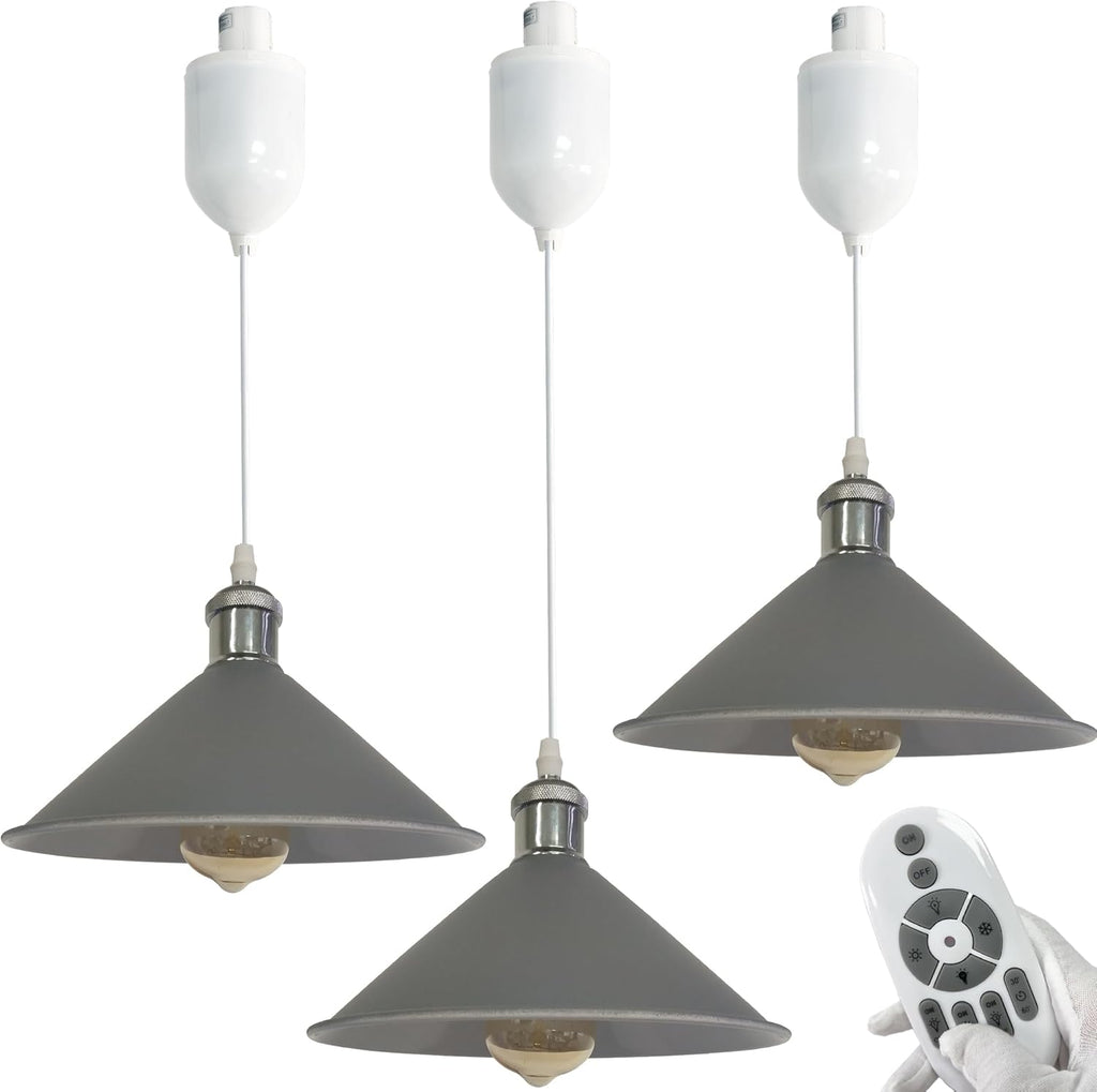 Dimmable H-Track Mount Pendant Light Adjustable Height Industrial Style Black Metal Instant on Auto Retract Track Mount Pendant Light Decorate for Kitchen Island Customizable (No bulbs & Track System)
