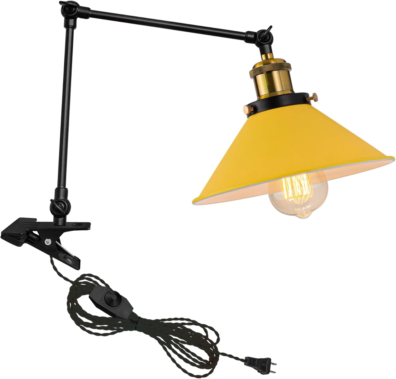 Kiven Plug-in Modern Clip-on Desk Lamp, 1-Light Nightstand Lamp with Flexible Arm, 8.2FT Plug in Cord, Decorative Clamp Lamp for Office Home Bookshelf Bedside Green Finish