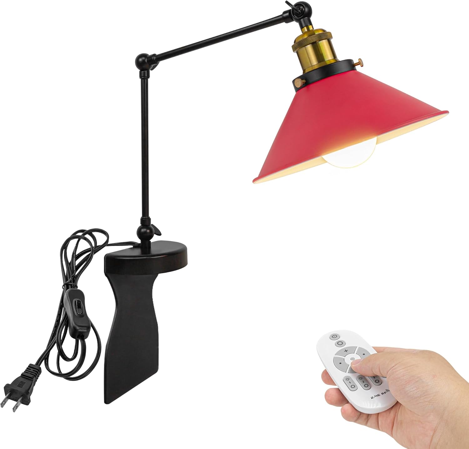 Kiven Headboard Reading Light, Dimmable LED Book Reading Lamp, Modern Nightstand Lamp with Adjustable Swing Arm, 8.2ft Cord, Remote Control for Reading Bedside Side Table Desk, Black
