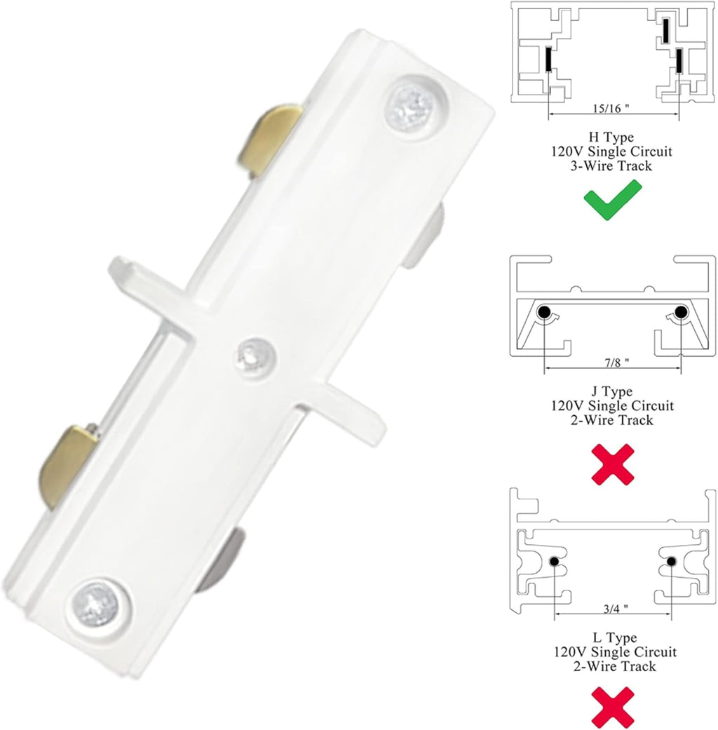 H Track Lighting Live End Cord Kit, 1PCS 4.9FT Track Live End Connector with Cord Plug for H Type Single Circuit 3-Wire-1 Track Lighting System, White