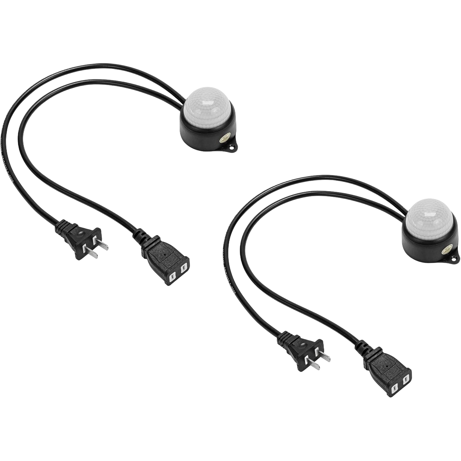 2-Pack Waterproof Intelligent Infrared Body Sensor Switch with Plug Extension Cord for Indoor Outdoor(Black)