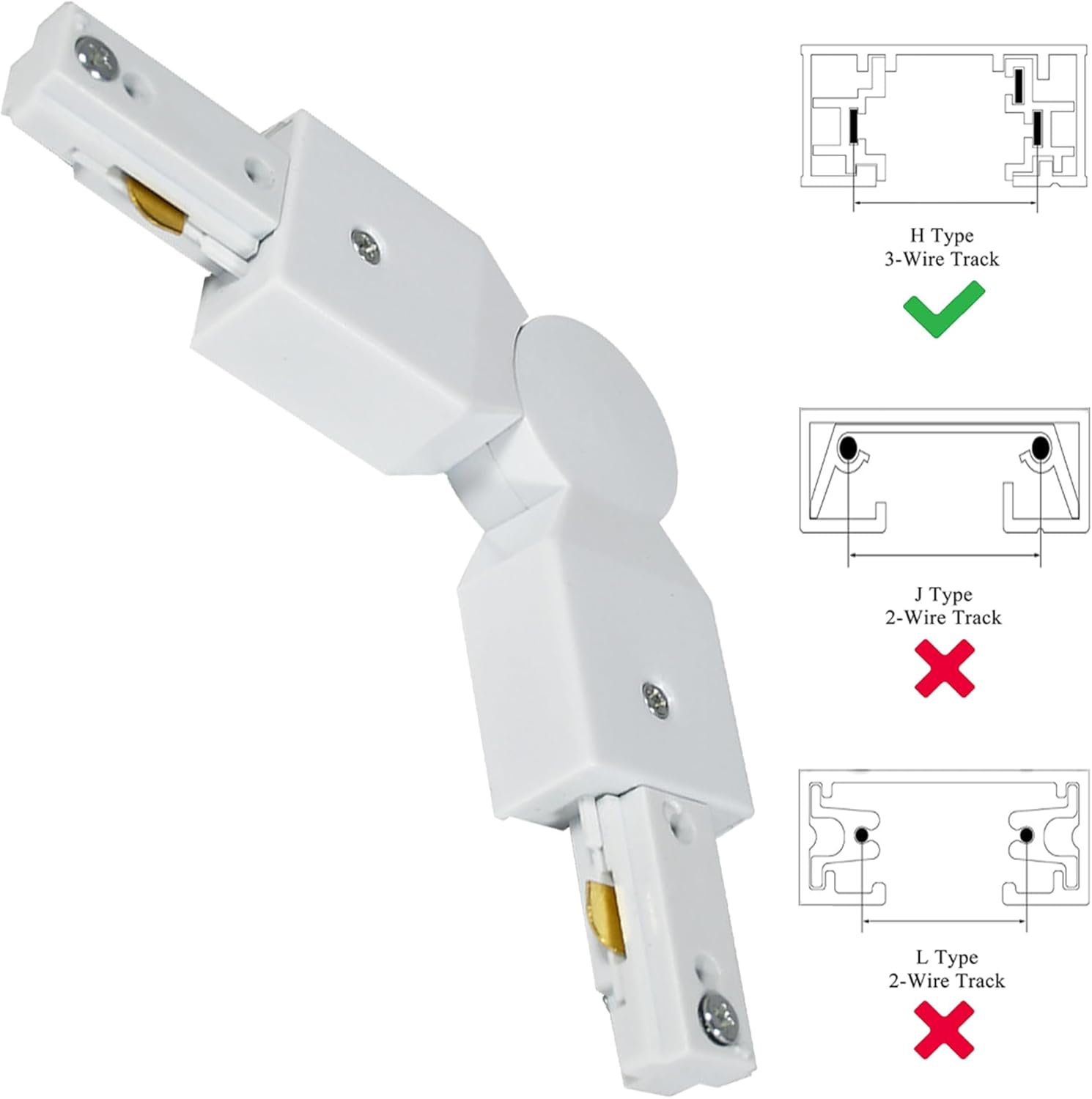 H Track Lighting Live End Cord Kit, 1PCS 4.9FT Track Live End Connector with Cord Plug for H Type Single Circuit 3-Wire-1 Track Lighting System, White