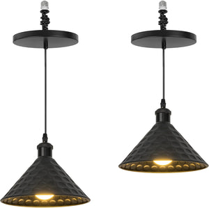 Kiven Instant Light Conversion Kit for 4/5/6inch Hole,Black Farmhouse Lighting Recessed Can Light Conversion Kit to Pendant with E26 Screw-in Adapter for Kitchen Living, Set of 2 TB2776