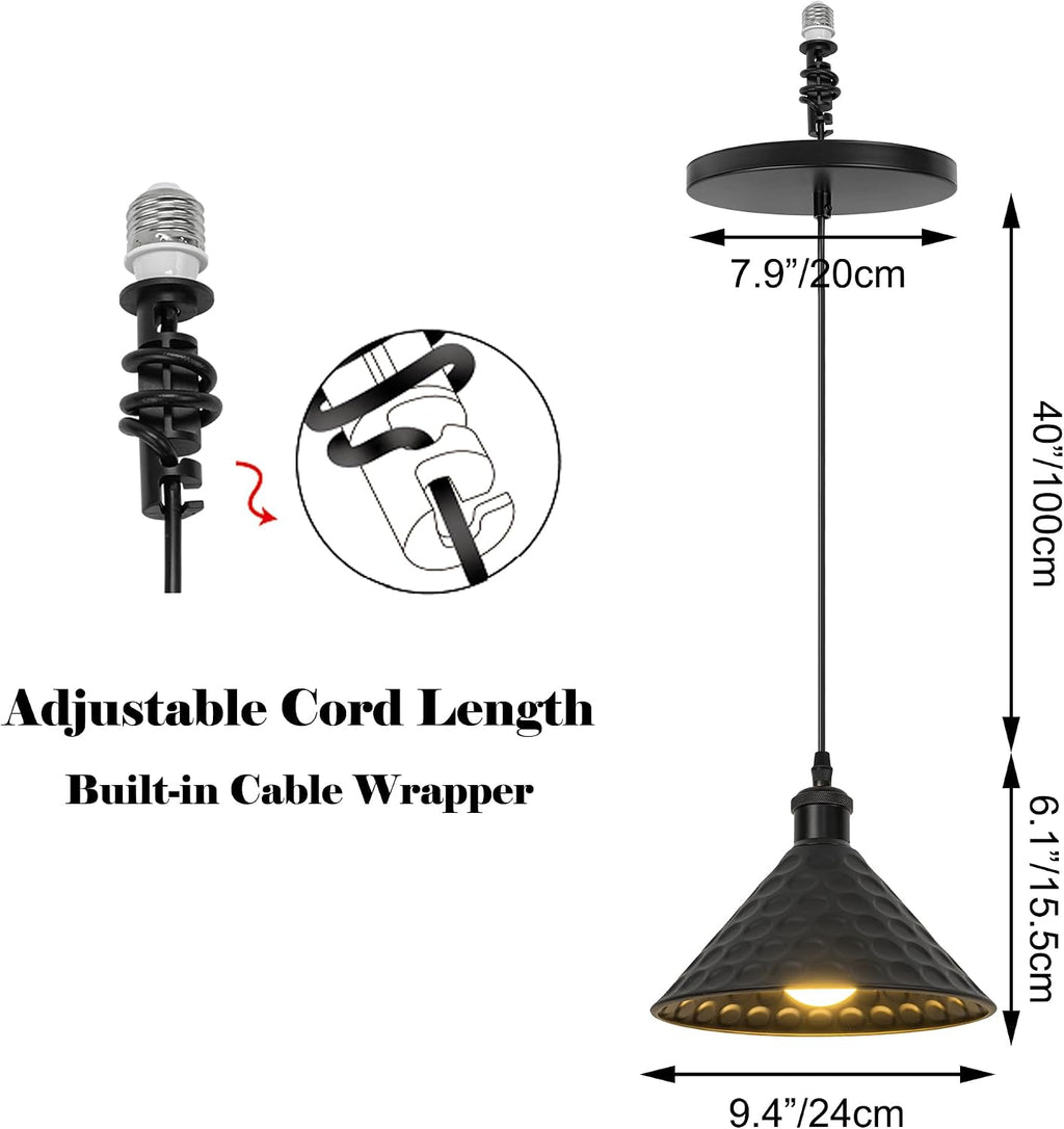 Kiven Instant Light Conversion Kit for 4/5/6inch Hole,Black Farmhouse Lighting Recessed Can Light Conversion Kit to Pendant with E26 Screw-in Adapter for Kitchen Living, Set of 2 TB2776