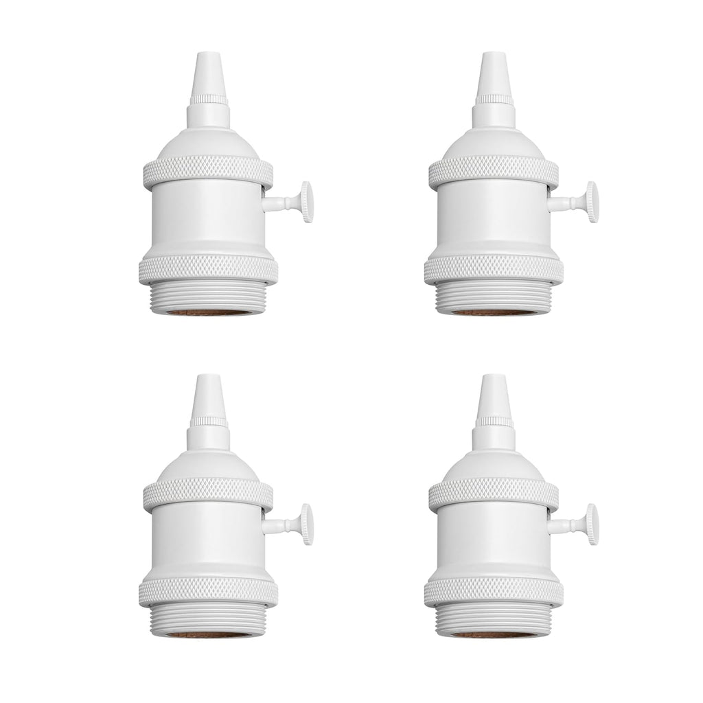 Kiven4Pcs Vintage Industrial E26 Lamp Socket with Rotated Switch Edison Retro Mini Lamp Holder for Decorative DIY Lighting Black Color