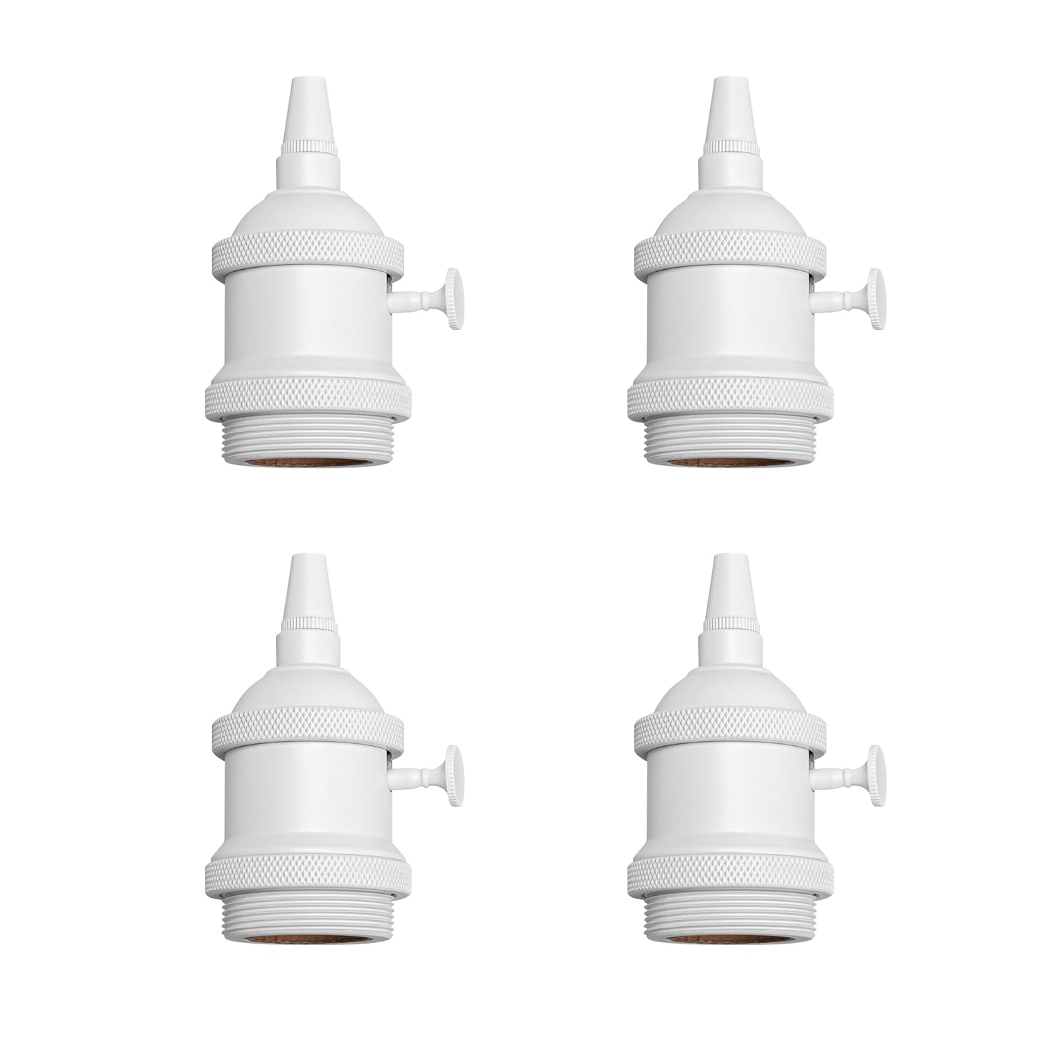 Kiven4Pcs Vintage Industrial E26 Lamp Socket with Rotated Switch Edison Retro Mini Lamp Holder for Decorative DIY Lighting Black Color