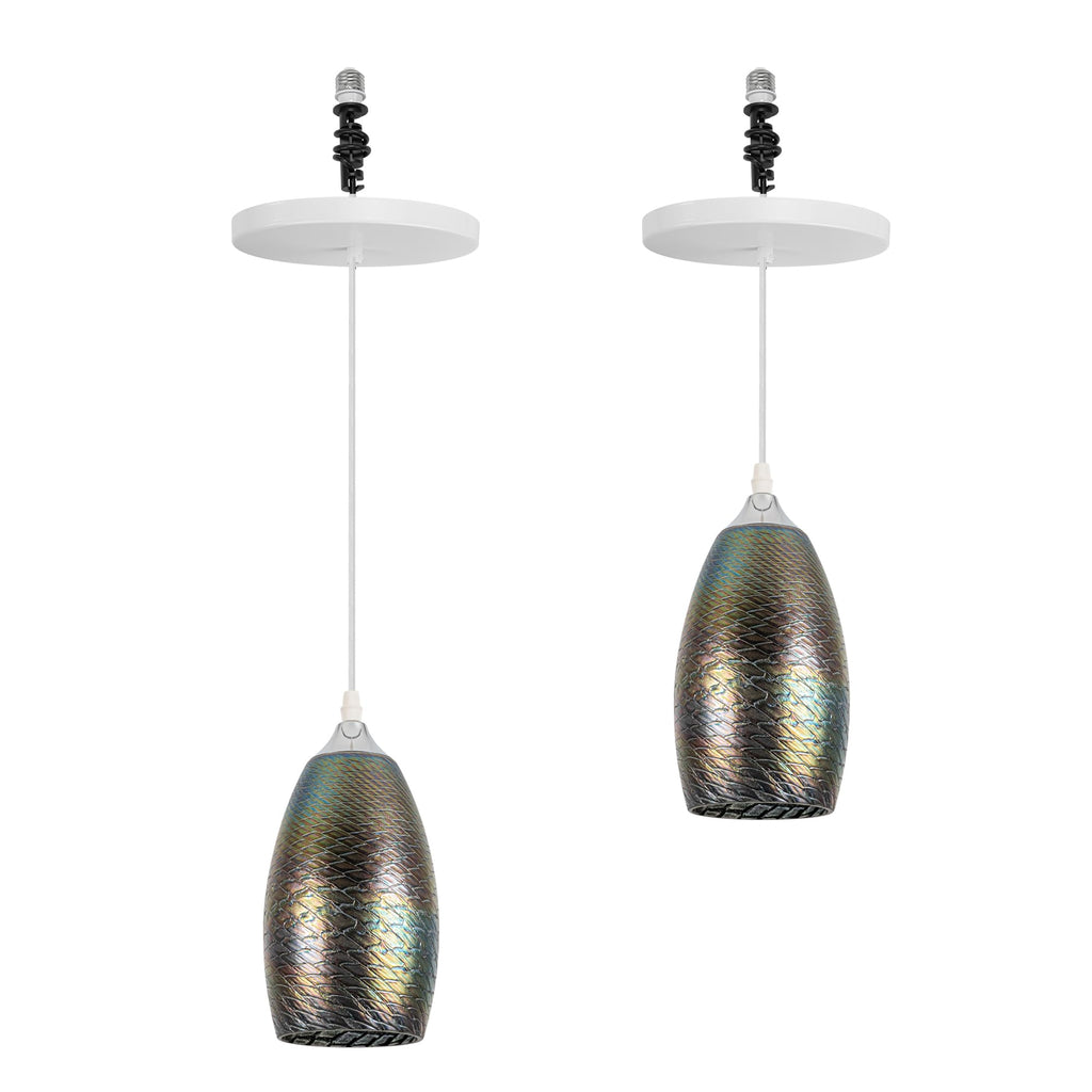 Kiven Instant Light Conversion Kit for 4/5/6inch Hole, 2 Pack Art Glass Farmhouse Lighting Recessed Can Light Conversion Kit to Pendant with E26 Screw-in Adapter for Kitchen Living Hallway
