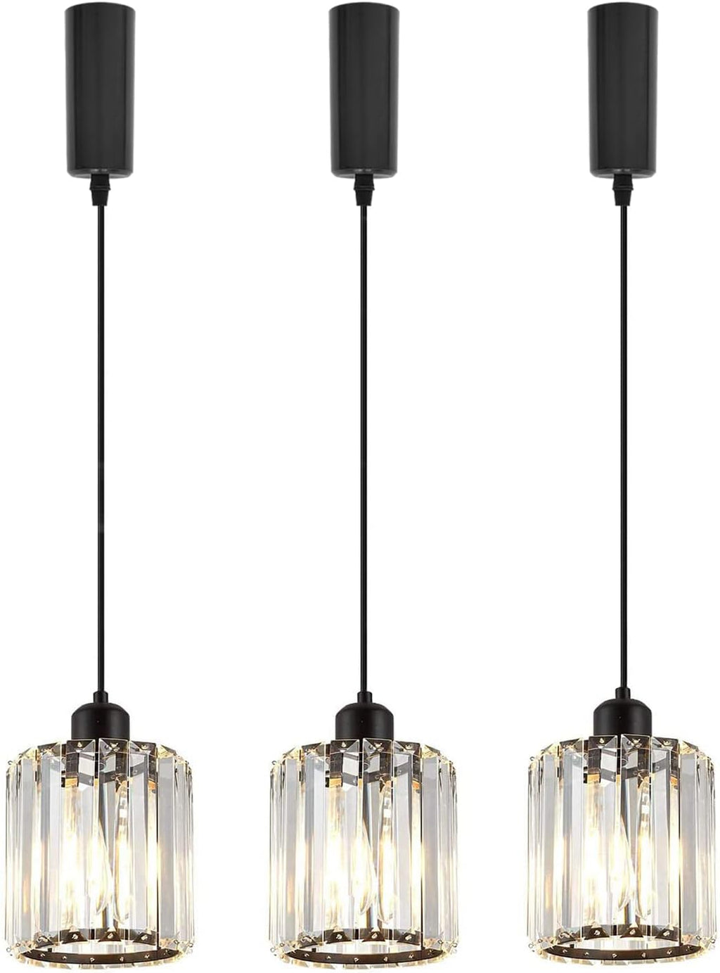 Kiven 3-Lights H Track Lighting Pendant, Oil Rubbed Bronze Finish with Crystal Prism Glass for Kitchen Island Counter Bar Dining Room Bedroom(Bulb & Track Rail Not Included)