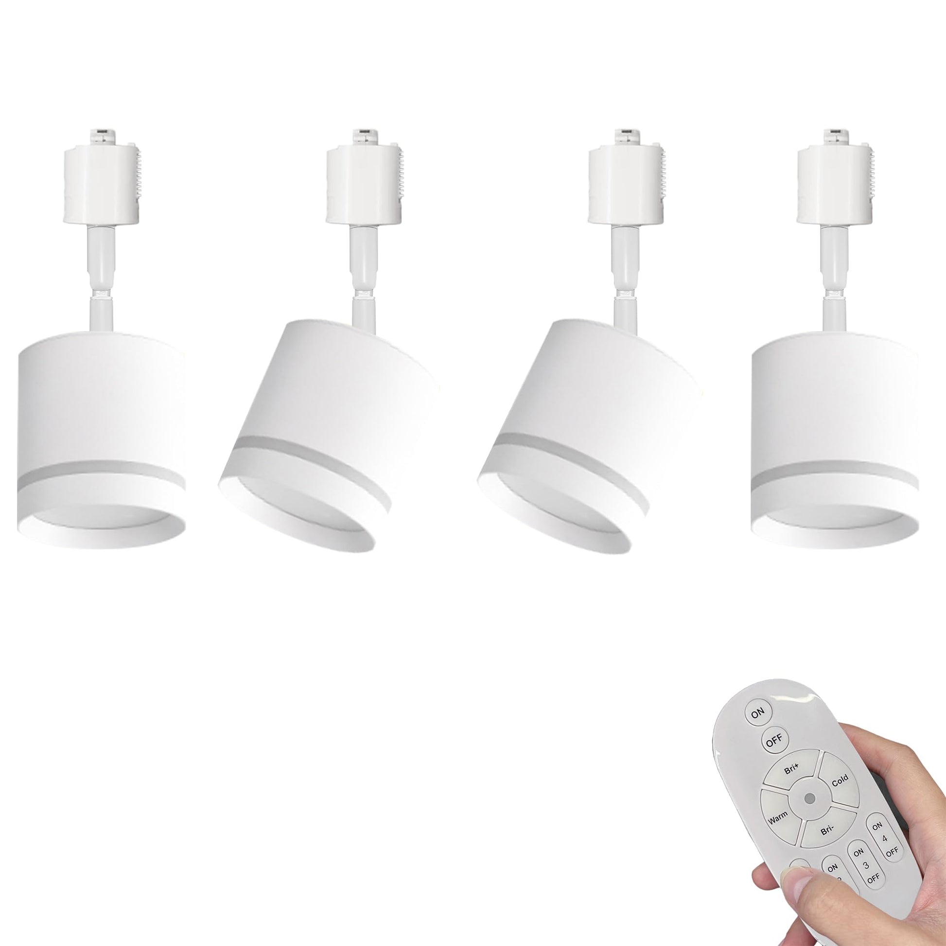 Kiven 4-Light Track Lighting Kit Nordic-Style White Integrated LED Track/Pendant Combo for Bedroom, Kitchen Island