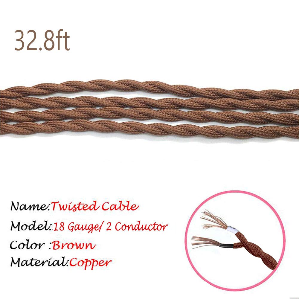 Kiven 32.8 Feet Fabric Cloth Covered Lamp Twisted Wire,18/2 Cotton Covered Electrical Antique Wire for Vintage Bulb, Pendant Light and Other Industrial Antique DIY Projects (Army Green)