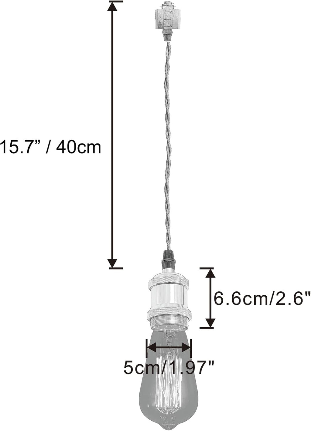 Kiven H-Type Wire Track Light Pendants for Restaurant Decorative Pendant Light Industrial 15.7 Inch Cord Length Black Weave Rope 3 Pack (Bulb Not Included)