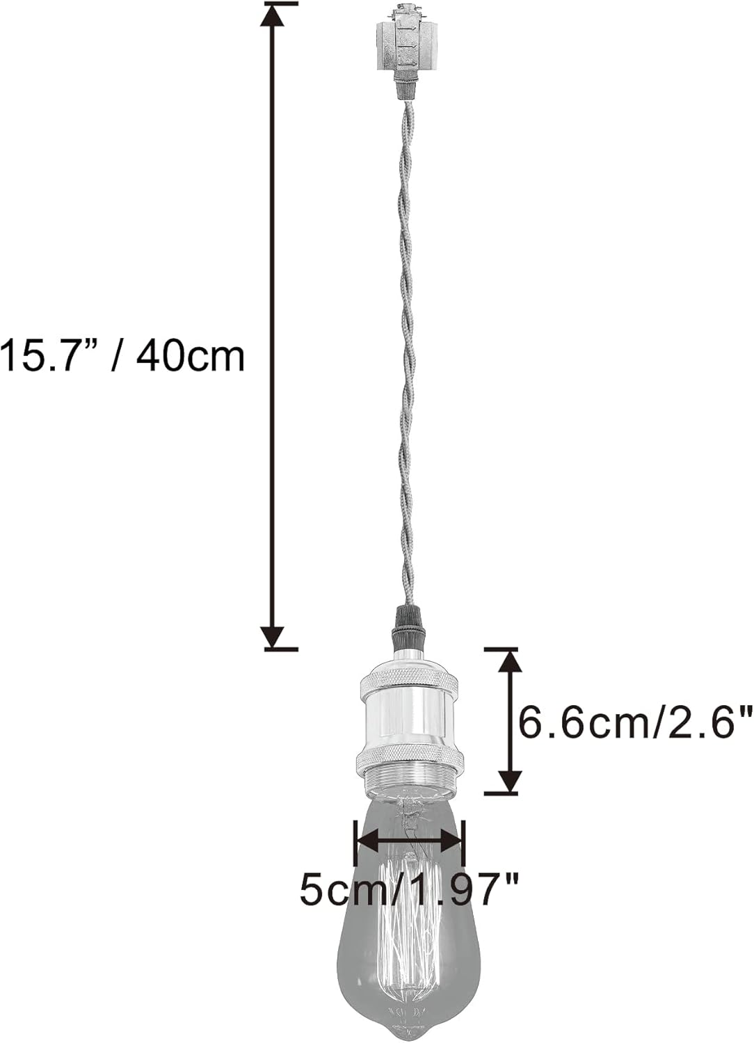 Kiven H-Type Wire Track Light Pendants for Restaurant Decorative Pendant Light Industrial 15.7 Inch Cord Length Black Weave Rope 3 Pack (Bulb Not Included)