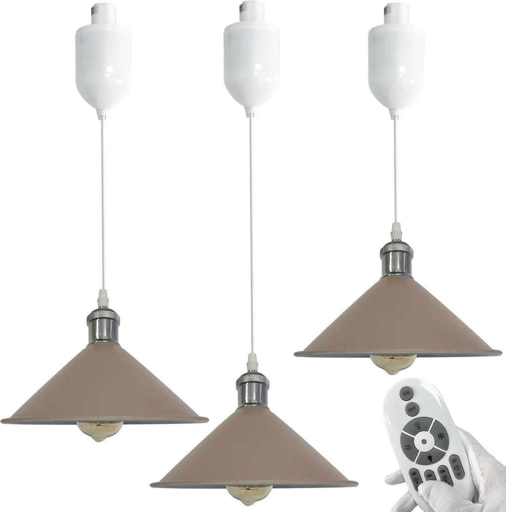 Dimmable H-Track Mount Pendant Light Adjustable Height Industrial Style Black Metal Instant on Auto Retract Track Mount Pendant Light Decorate for Kitchen Island Customizable (No bulbs & Track System)
