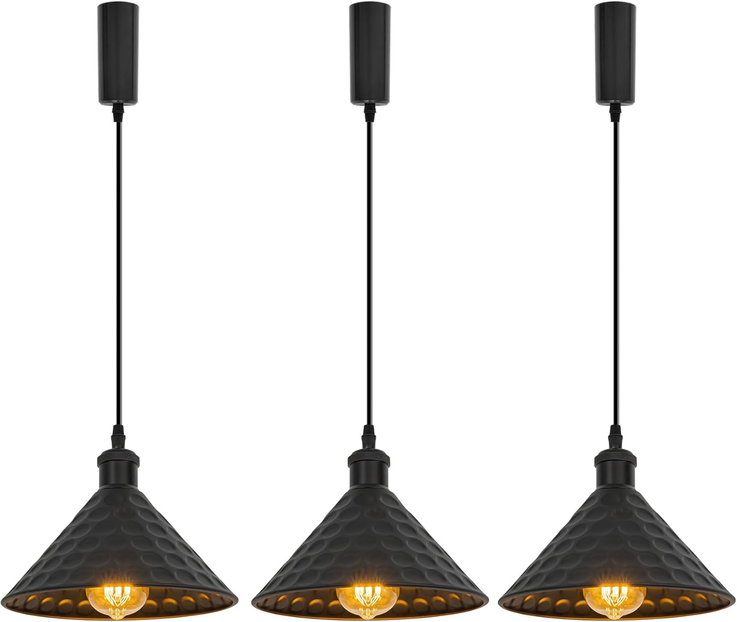 Kiven H-Type Track Lighting, 3-Light Modern Halo Track Pendant Light with Built-in Cable Wrapper, H Track Light Pedant Adjustable Length for Kitchen Shop, Black Finish, Gold Inner