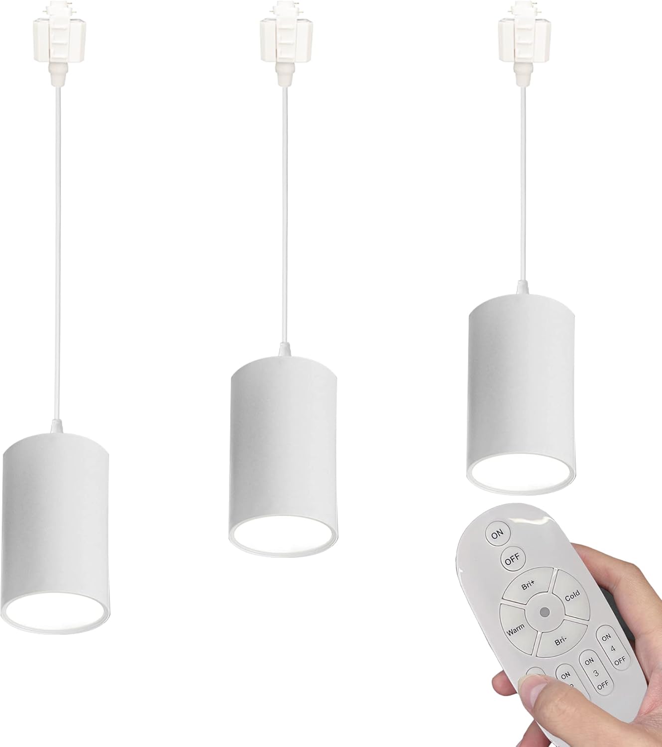 Remote Control 7W LED Track Linear Look White Pendant Lights H-Type Track Light with Focused Adjustable Industrial COB LED Dimmable for Dining Rooms 3 Lights Customizable GDTB2601-W-30cm