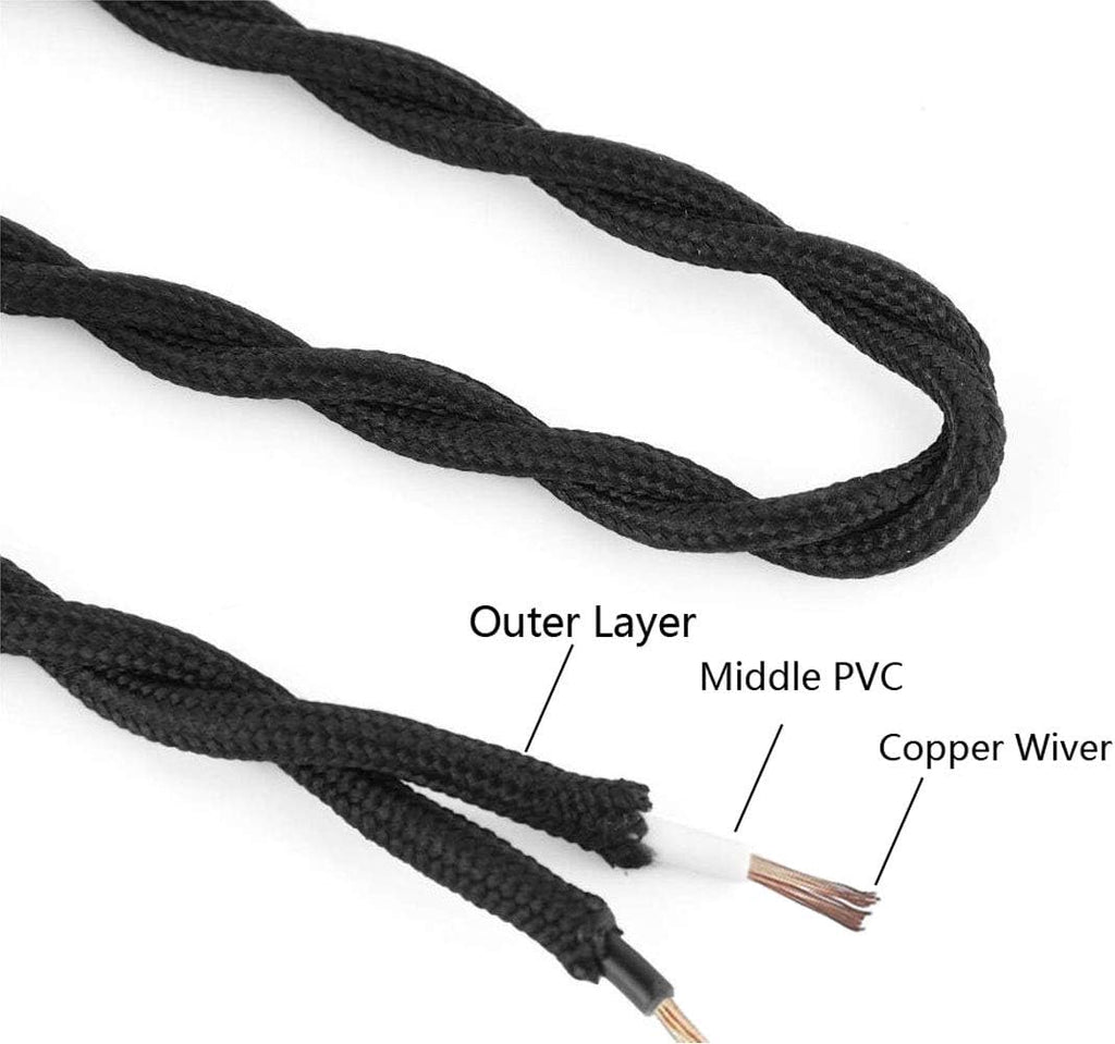 Kiven Gold Cloth Covered Lamp Cord - 6 ft -Vintage Electrical Cord Braided Electrical Wire Equipped w/a Standard USA Plug and ON/Off Switch for DIY Antique Industrial Lighting Project