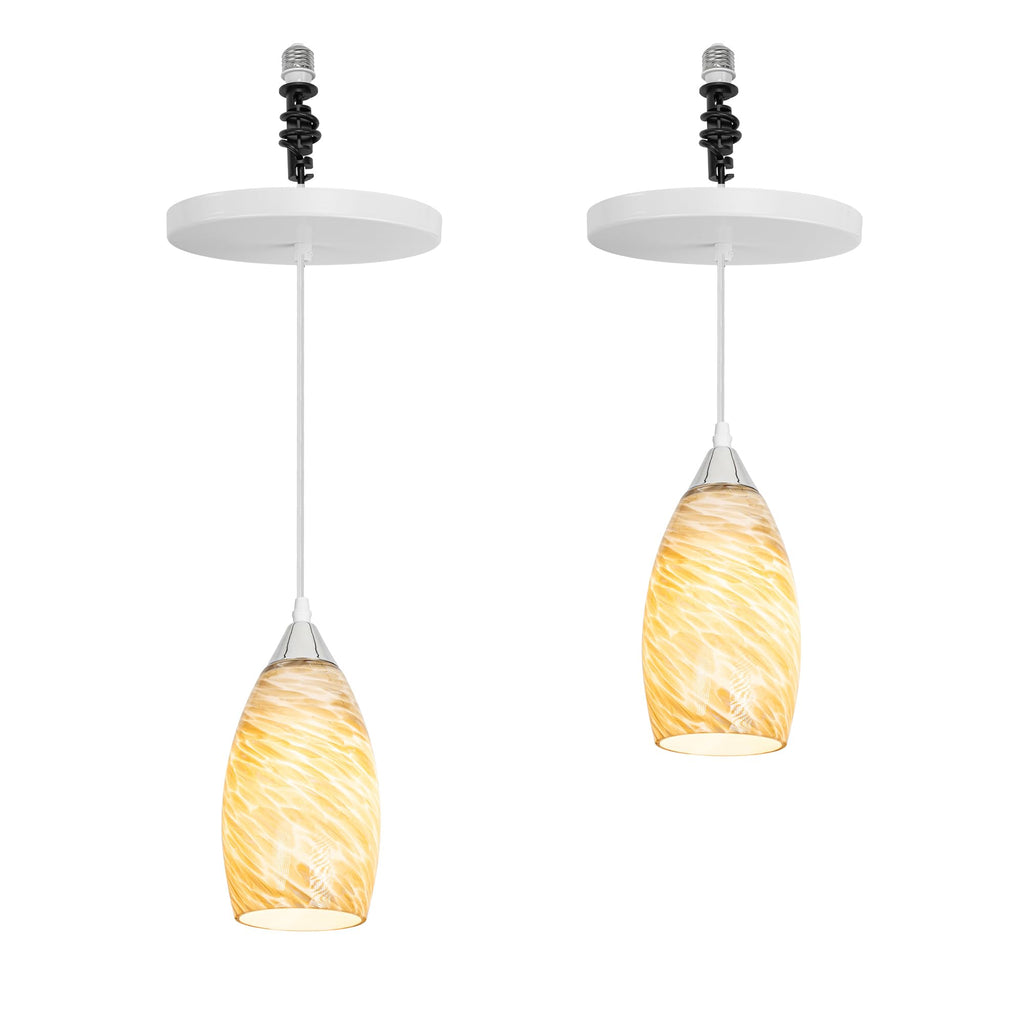 Kiven Instant Light Conversion Kit for 4/5/6inch Hole, 2 Pack Art Glass Farmhouse Lighting Recessed Can Light Conversion Kit to Pendant with E26 Screw-in Adapter for Kitchen Living Hallway