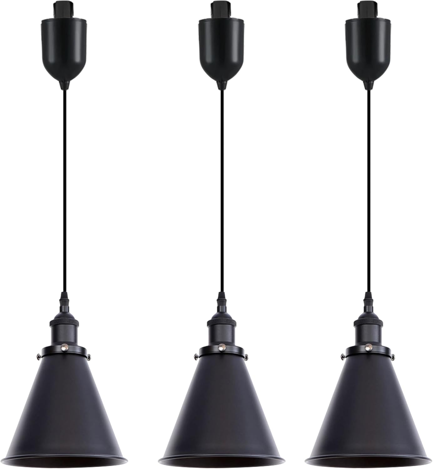 Kiven H-Type Track Lighting, 3-Light Modern Halo Track Pendant Light with Built-in Cable Wrapper Metal Lampshade, Dimmable H Track Light Pedant Adjustable Length for Bedroom Kitchen Shop, Silver Finish