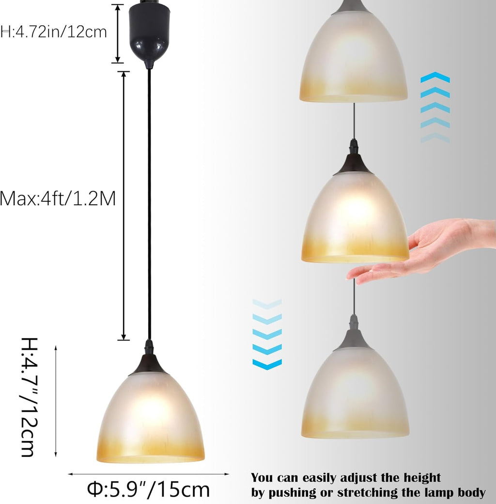 Adjustable Height Halo Track Lighting Pendants, 4 Ft Cord, H-Type Track Pendant Lights 3-Pack Retro Caramel Glass, Rust Stoving Varnish E26 Smart LED Edison Bulbs Track Mount for Kitchen Island