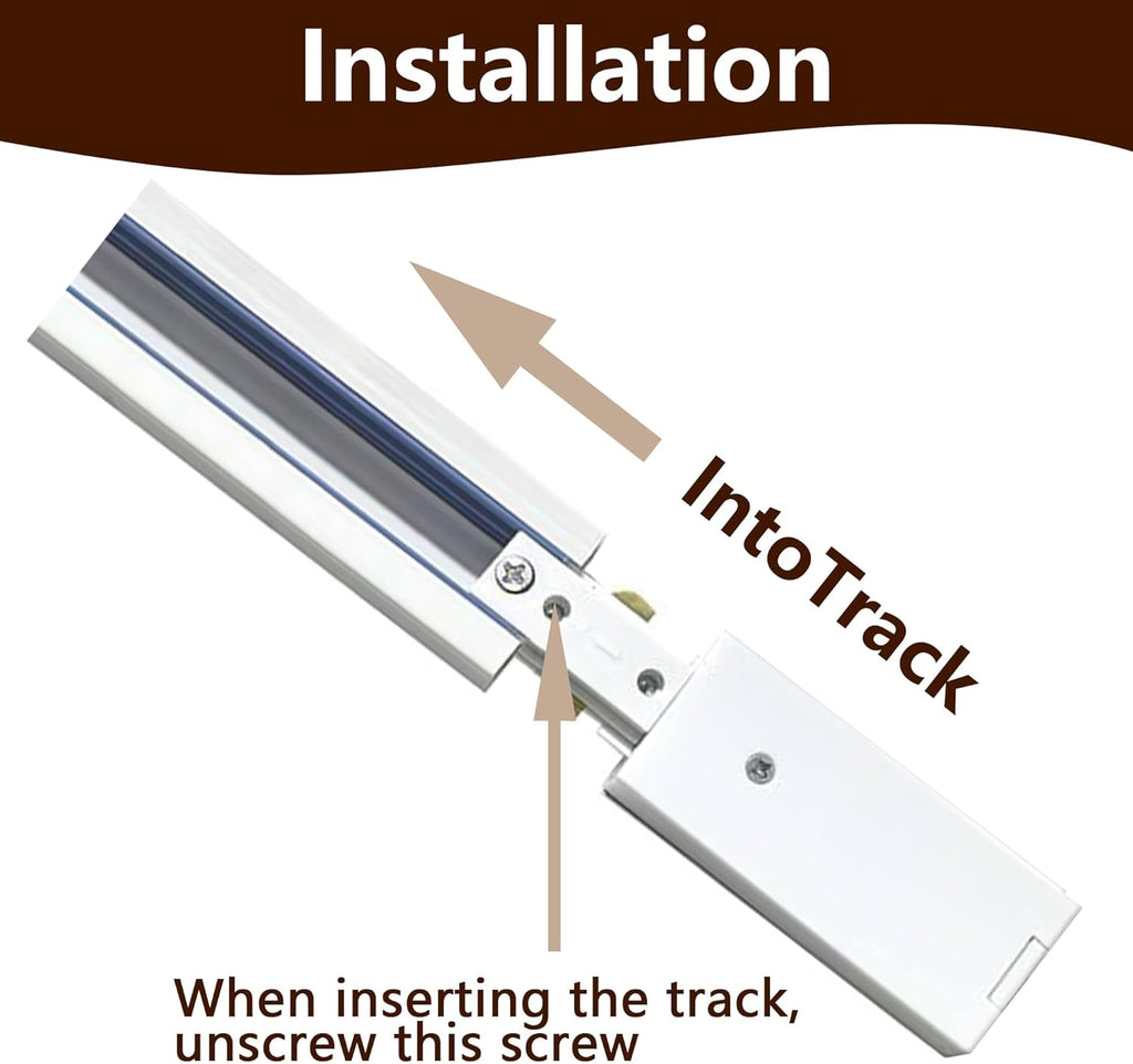 H Track Lighting Live End Cord Kit, 1PCS 4.9FT Track Live End Connector with Cord Plug for H Type Single Circuit 3-Wire-1 Track Lighting System, White