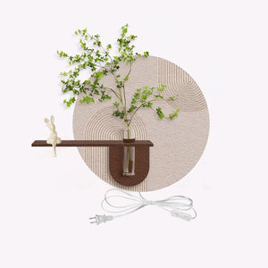 Kiven Wall-Mounted Adjustable Warm Light with 4.9ft Plug-in Cord – Modern Decorative Wall Art & Vase Set for Home Décor Restaurant (Excludes Plants & Rabbit Figurines)