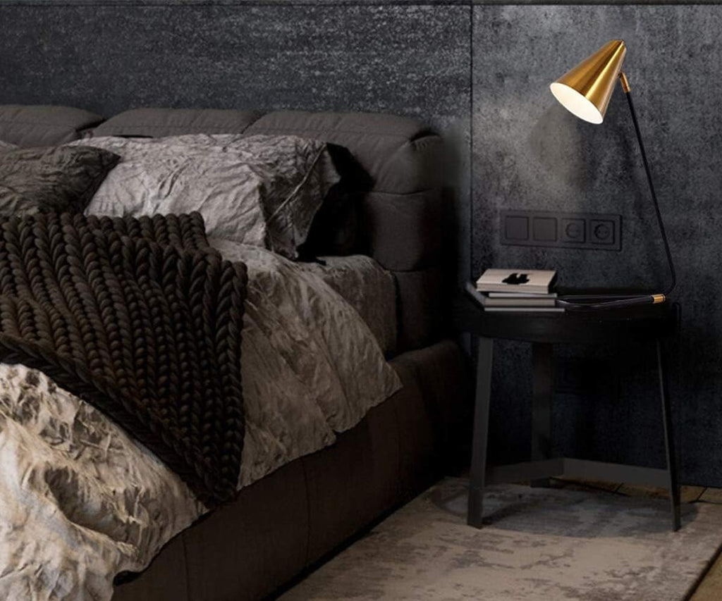 Kiven 17.3" Modern Task Lamp Desk Lamp,Matte Black & Antique Brass with 4.6-Foot Plug-in Cord